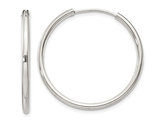 Medium Hoop Earrings in Sterling Silver 1 1/4 Inch (2.0mm)